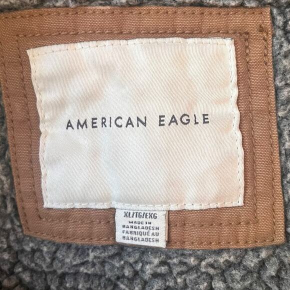 American Eagle Sherpa Lined Hooded Workwear Jacket Chore Coat Mens XL Brown - Picture 9 of 14